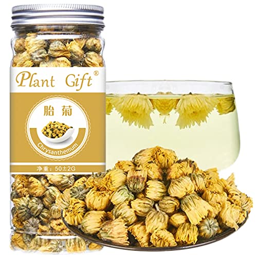 Plant Gift getrocknetes Chrysanthementee, Tai Ju, 50g1.76oz 胎菊 chinesischer Tee, Kräuterblumen -entkoffeiniert, lose Blatt von Plant Gift