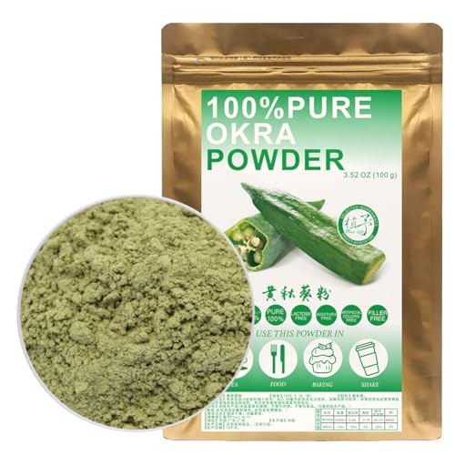 100% Natural Pure Okra Powder 100g/3.52oz 黄秋葵粉 Für Smoothies, Shakes, Backen, Getränke, Tee, frei von Konservierungsstoffen 100% Natural Pure Okra Powder 100g/3.52oz 黄秋葵粉 Für Smoothies, Shakes, Backen, Getränke, Tee, frei von Konservierungsstoffen von Plant Gift