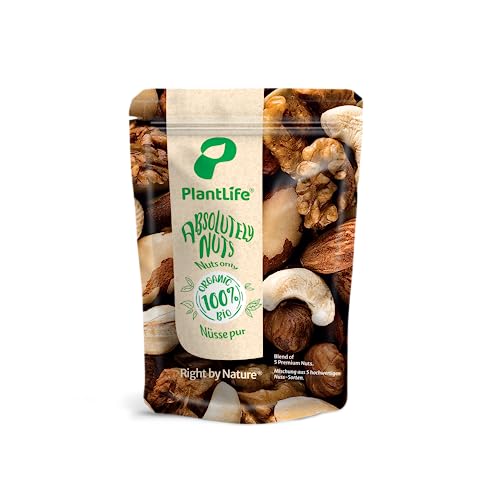 PlantLife BIO Nussmischung "Absolutely Nuts" 650g - Premium Nuss Mix aus 5 Sorten Rohen, Ungerösteten und Ungesalzenen Nüssen von PlantLife