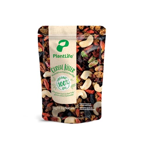 PlantLife BIO Cereal Killer 700g – Premium Nuss-Frucht-Mix aus Naturbelassenen Nüssen, Getrockneten Früchten und Beeren – 100% Recyclebar von PlantLife