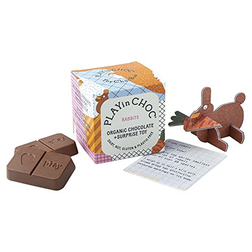 Playin Choc Ltd Überraschungswürfel Schokolade, Kaninchen, 20g (12) von PLAYin CHOC