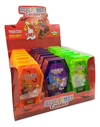 Skeletons Candies Compressed Candy Puzzle - Schaukarton mit 18 Särgen von FRUTITOSCOM
