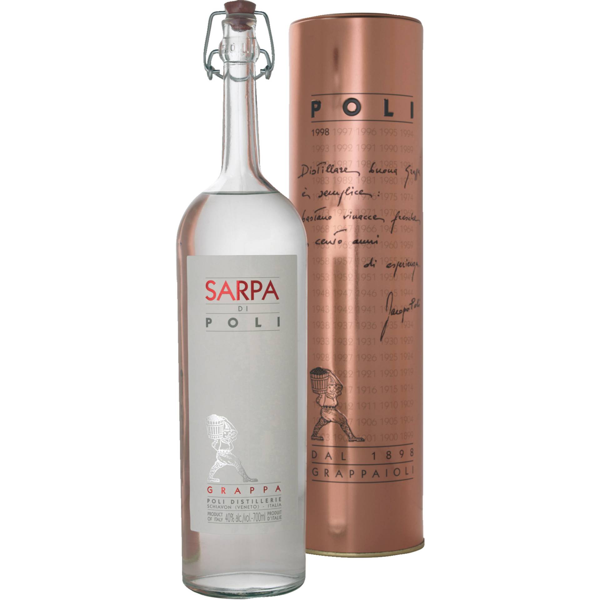 Grappa Sarpa di Poli, 0,70 l, 40% Vol., Spirituosen von Poli Distillerie - via Marconi, 46 - 36060 Schiavon (Veneto) - Italia