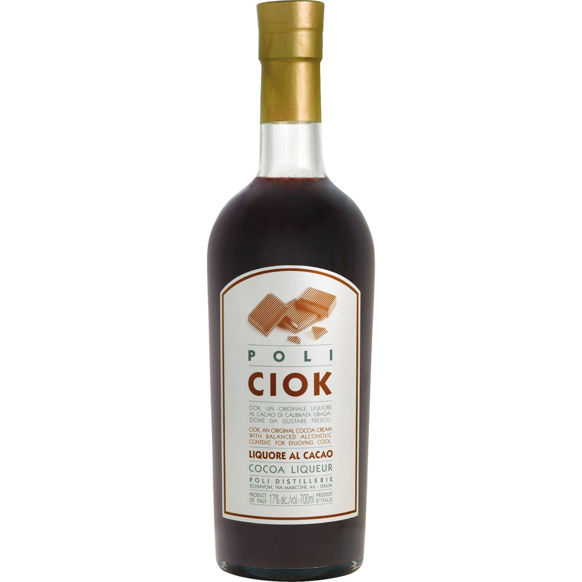 Poli Ciok Kakaolikör, 0,70 L, 17% Vol., Spirituosen von Poli Distillerie - via Marconi, 46 - 36060 Schiavon (Veneto) - Italia