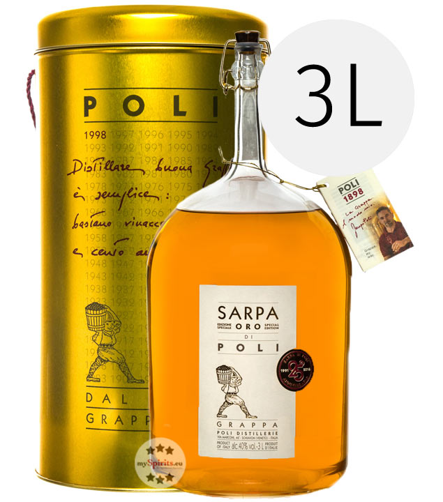 Poli Grappa Sarpa Oro di Poli Big Mama 3 L (40 % vol., 3,0 Liter) von Poli Distillerie