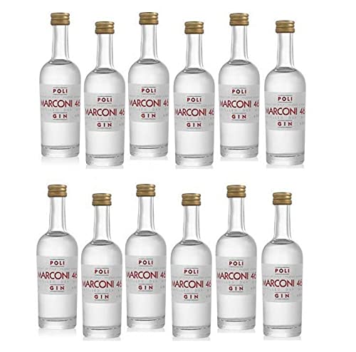 GIN MARCONI 46 DESTILLIERTER TROCKENER GIN 5 CL MIGNON MINIATUR 12 FLASCHEN von Poli