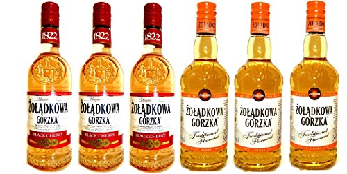 AKTION 3 mal Zoladkowa Gorzka und 3 mal Zoladkowa Gorzka Black Cherry Schwarzbeere Gesamt 6 Flaschen von Polmos