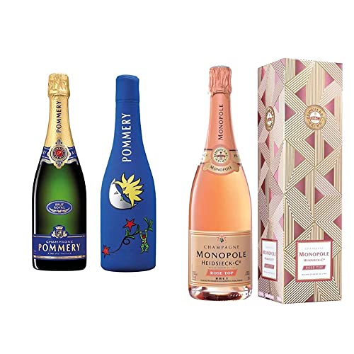 Brut Royal Champagner mit kühlender Neopren Icejacket Matta Mond (1 x 0.75 l) & Heidsieck & Co. Monopole Rosé Top Brut Champagner mit Geschenkverpackung (1 x 0.75 l) von Pommery