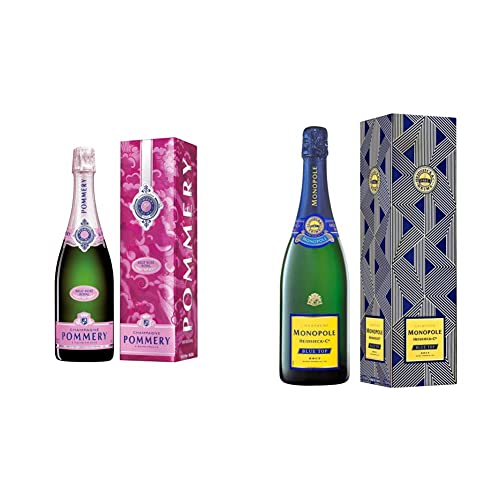 Pommery Brut Rose Champagner mit Geschenkverpackung (1 x 0,75 l) & Champagne Monopole Heidsieck Blue Top Brut mit Geschenkverpackung (1 x 0,75 l) von Pommery