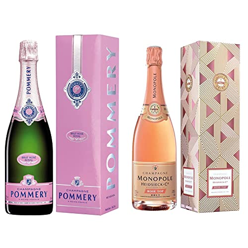 Pommery Brut Rose Champagner mit Geschenkverpackung (1 x 0,75 l) & Heidsieck & Co. Monopole Rosé Top Brut Champagner mit Geschenkverpackung, 750ml (1er Pack) von Pommery