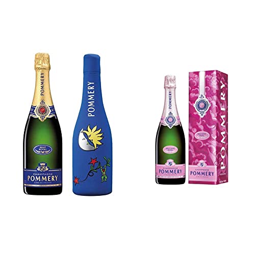 Pommery Brut Royal Champagner mit kühlender Neopren Icejacket Matta Mond (1 x 0.75 l) & Brut Rose Champagner mit Geschenkverpackung (1 x 0,75 l) von Pommery