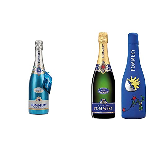 Pommery Royal Blue Sky Champagner Drinking on Ice (1 x 0.75 l) & Brut Royal Champagner mit kühlender Neopren Icejacket Matta Mond (1 x 0.75 l) von Pommery
