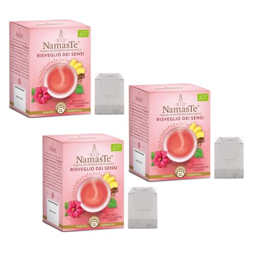 Pompadour® | Erwachen der Sinne Bio-Ayurvedischer Kräutertee | BIO-Aufguss aus Hibiskus, Himbeerblättern und Ingwer – 3 x 15 Filter von Pompadour