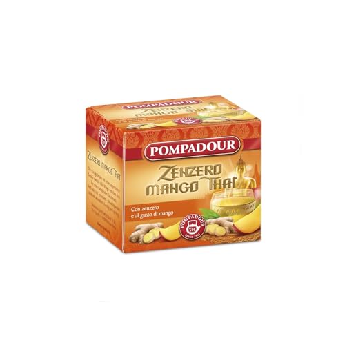 Pompadour® | Thailändischer Ingwer- und Mango-Kräutertee | Ingwer-Verdauungs-Kräutertee – 1 x 10 Filter (22,5 g) | Fruchtmischung ohne Koffein von Pompadour