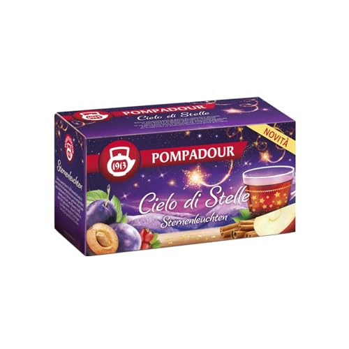 Pompadour® | Zimt- und Pflaumenfruchtmischung | Aufguss aus Apfel, Zimt, Pflaume und Nelken – 20 Filter (50 g) | Sternenhimmel-Kräutertee von Pompadour