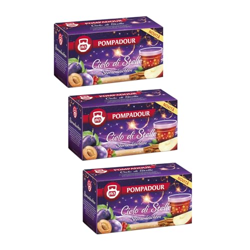 Pompadour® | Zimt- und Pflaumenfruchtmischung | Aufguss aus Apfel, Zimt, Pflaume und Nelken – 3 x 20 Filter (150 g) | Sternenhimmel-Kräutertee von Pompadour