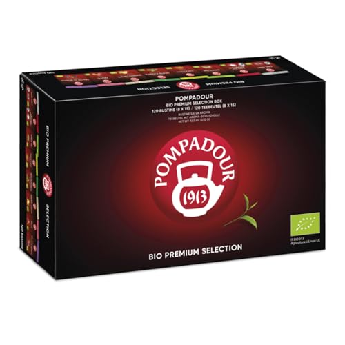 Pompadour | Auswahl an Tees und Kräutertees Box 120 Filter | Expo-Box mit Bio-Tees und Kräutertees in 8 verschiedenen Geschmacksrichtungen | Packung Tee und Kräutertee in Beuteln - 270 Gr Pompadour | Auswahl an Tees und Kräutertees Box 120 Filter | Expo-Box mit Bio-Tees und Kräutertees in 8 verschiedenen Geschmacksrichtungen | Packung Tee und Kräutertee in Beuteln - 270 Gr von Pompadour