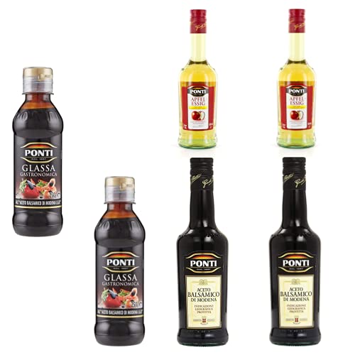 2x Ponti di Mele Apfelessig 500 ml + 2x Ponti Aceto Balsamico 'Di Modena'+ 2x Ponti Glassa Gastronomica Balsamicocreme 200 ml 2x Ponti di Mele Apfelessig 500 ml + 2x Ponti Aceto Balsamico 'Di Modena'+ 2x Ponti Glassa Gastronomica Balsamicocreme 200 ml von Ponti
