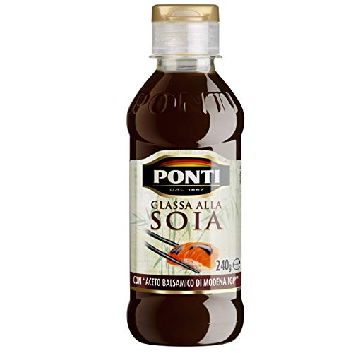6x Ponti Glassa alla Soia Gastronomische Glasur Sauce Soja Würzsaucen 240g mit Balsamico-Essig von Modena IGP von Ponti