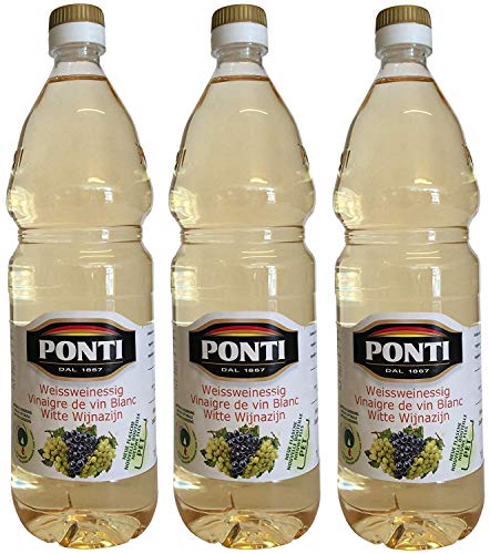 Weißweinessig PONTI (3 X 1000ml) in PET Flasche - Aceto di Vino Classico Bianco von Ponti