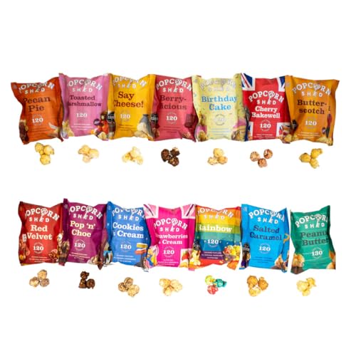 Popcorn Shed Mix (14er Pack) - Auswahl 7 verschiedener Geschmacksrichtungen, Glutenfreie, Natürliche & Vegetarische Snacks von Popcorn Shed