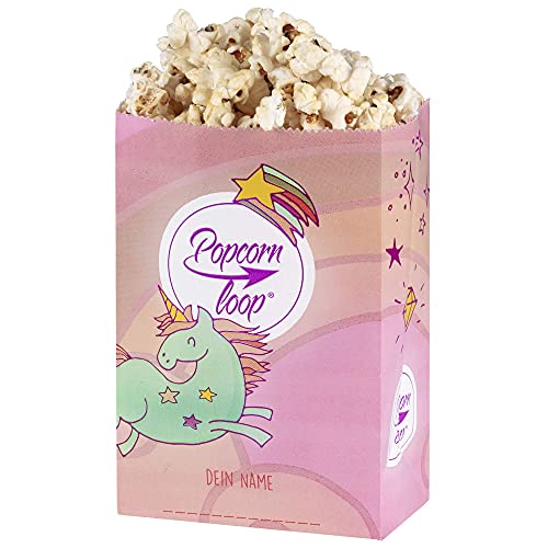 Einhorn 50 Stück Popcorntüten Popcorn Box Tüten Candy Bar Tüte Hochzeit Papier Süßigkeiten Boxen für Party Papier Behälter Pink Rosa Gestreift Snackbox Geschenk Kinder (Einhorn 50 Stück) von popcornloop