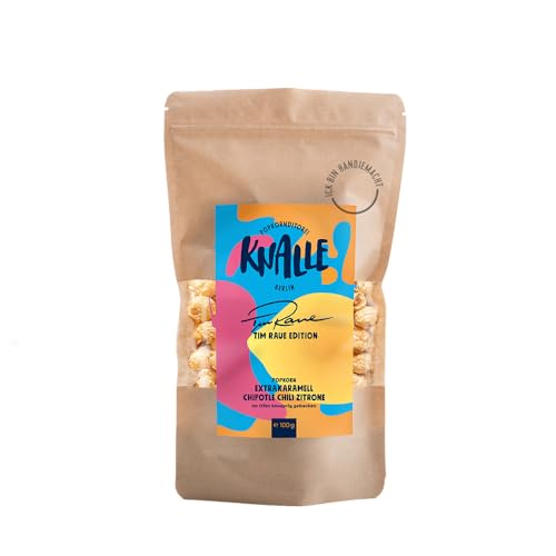 Popkornditorei Knalle - Extrakaramell Chipotle Chili Zitrone Popcorn – limitierte Tim Raue Edition Popcorn Snack - knusprig duftend gebacken, handgemacht in Berlin aus besten Zutaten, 100g Popkornditorei Knalle - Extrakaramell Chipotle Chili Zitrone Popcorn – limitierte Tim Raue Edition Popcorn Snack - knusprig duftend gebacken, handgemacht in Berlin aus besten Zutaten, 100g von Popkornditorei Knalle
