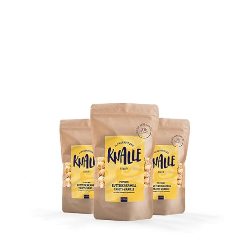 Popkornditorei Knalle GmbH Popkorn mit Butterkaramell Geschmack und Tahiti-Vanille - süß und knusprig - Kino Snacks » Popcorn besser als im Kino « Karamell Süßigkeit 3x 100 g Popkornditorei Knalle GmbH Popkorn mit Butterkaramell Geschmack und Tahiti-Vanille - süß und knusprig - Kino Snacks » Popcorn besser als im Kino « Karamell Süßigkeit 3x 100 g von Popkornditorei Knalle