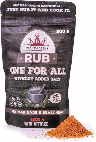Poppamies One for All BBQ Rub - Allzweck-Gewürzmischung - 100% natürliches und universelles BBQ-Gewürz - Perfekt für Rind, Schwein, Huhn, Fisch und Gemüsegerichte - Große Packung (200g) von POPPAMIES