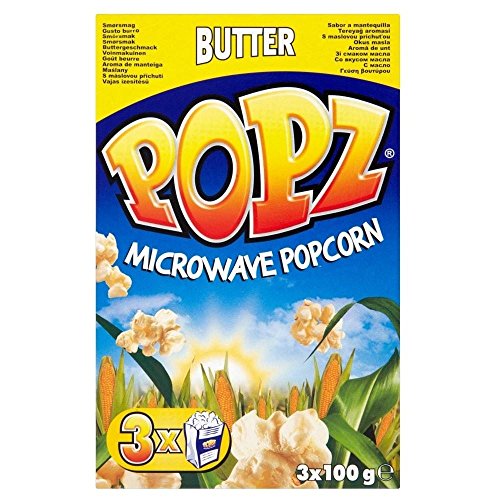 Popz Mikrowelle Popcorn - Butter (3x100g) - Packung mit 2 von Popz