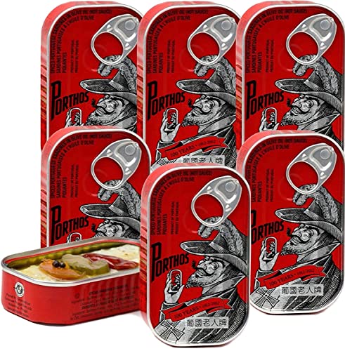 Porthos Gewürzte Sardinen in pikantem Olivenöl 6 x 125 g/Portugal von Porthos