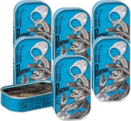 Porthos Sardinen in Salzlake 6 x 125 g - Hohes Omega-3-Gehalt / Portugal von Porthos