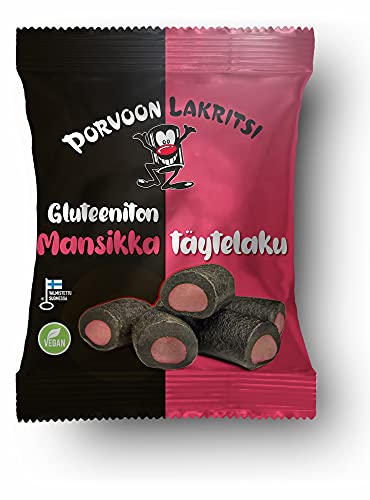 Porvoon Lakritsi Erdbeer-Geschmack, 2 x 150 g, glutenfrei, vegan, Lakritz von Porvoon Lakritsi