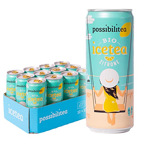 Possibilitea® Bio Eistee Zitrone (12 × 330 ml Dose), inkl. 3 € Pfand – Zitronengeschmack, bio, vegan, still & klimaneutral | Ice Tea | Organic | Cold Tea | Lemon (Zitrone) von Possibilitea