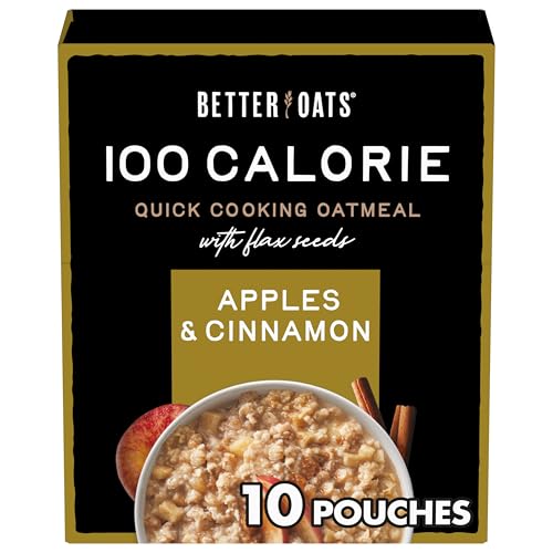 Better Oats 100 Kalorien Äpfel und Zimt Haferflocken-Päckchen, 100 Kalorien-Haferflockenbeutel mit Leinsamen und natürlichem Apfel-Zimt-Geschmack, kocht in 90 Sekunden, 10 Stück, 280 ml Packung Better Oats 100 Kalorien Äpfel und Zimt Haferflocken-Päckchen, 100 Kalorien-Haferflockenbeutel mit Leinsamen und natürlichem Apfel-Zimt-Geschmack, kocht in 90 Sekunden, 10 Stück, 280 ml Packung von Better Oats