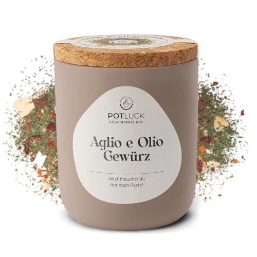 POTLUCK | Aglio e Olio Gewürz | Gewürzmischung im Keramiktopf | 60g | Vegan, glutenfrei und mit natürlichen Inhaltsstoffen von POTLUCK Gewürzfreunde