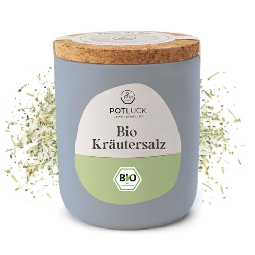 POTLUCK | Bio Kräutersalz | Meersalz im Keramiktopf | 100g | Vegan, glutenfrei und mit natürlichen Inhaltsstoffen von POTLUCK Gewürzfreunde
