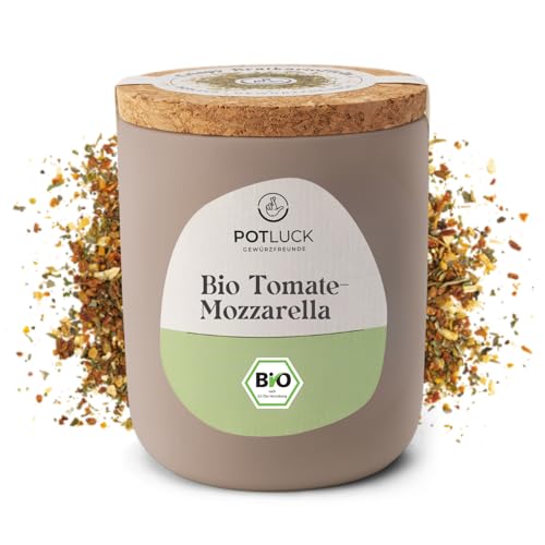 POTLUCK | Bio Tomate-Mozzarella Gewürz | Gewürzzubereitung im Keramiktopf | 65g | Vegan, glutenfrei und mit natürlichen Inhaltsstoffen von POTLUCK Gewürzfreunde