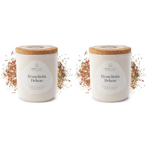 POTLUCK | Bruschetta Deluxe | Gewürzmischung im Keramiktopf | 60g | Vegan, glutenfrei und mit natürlichen Inhaltsstoffen (Packung mit 2) von Potluck Gewürzfreunde