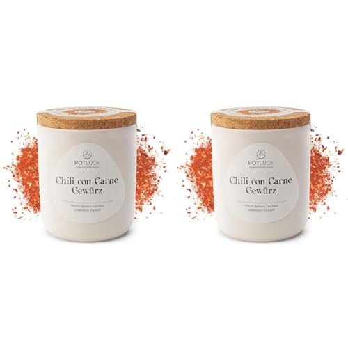 POTLUCK | Chili con Carne Gewürz | Gewürzmischung im Keramiktopf | 80g | Vegan, glutenfrei und mit natürlichen Inhaltsstoffen (Packung mit 2) von Potluck Gewürzfreunde