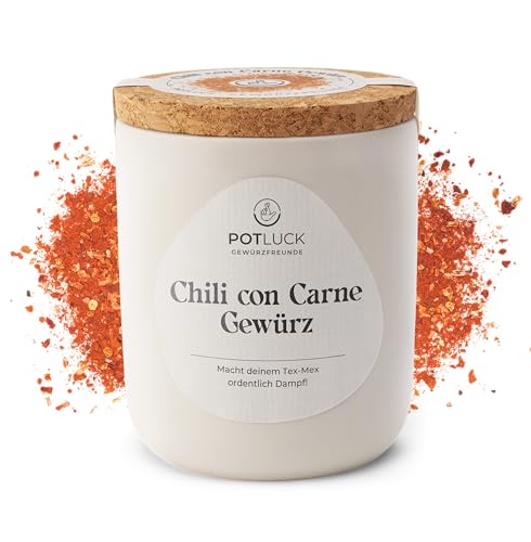 POTLUCK | Chili con Carne Gewürz | Gewürzzubereitung im Keramiktopf | 80g | Vegan, glutenfrei und mit natürlichen Inhaltsstoffen von POTLUCK Gewürzfreunde