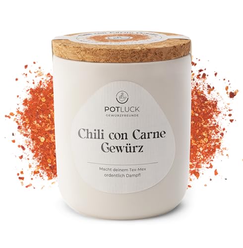 POTLUCK | Chili con Carne Gewürz | Gewürzmischung im Keramiktopf | 80g | Vegan, glutenfrei und mit natürlichen Inhaltsstoffen von Potluck Gewürzfreunde