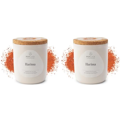 POTLUCK | Harissa | Gewürzmischung im Keramiktopf | 60g | Vegan, glutenfrei und mit natürlichen Inhaltsstoffen (Packung mit 2) von Potluck Gewürzfreunde