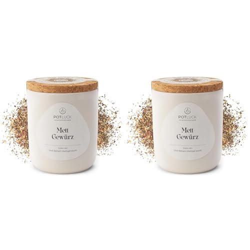 POTLUCK | Mett Gewürz | Gewürzmischung im Keramiktopf | 80g | Vegan, glutenfrei und mit natürlichen Inhaltsstoffen (Packung mit 2) von Potluck Gewürzfreunde