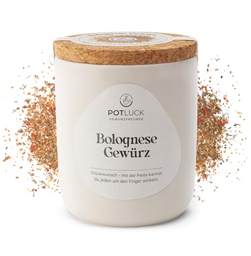 POTLUCK | Bolognese Gewürz | Gewürzmischung im Keramiktopf | 50g | Vegan, glutenfrei und mit natürlichen Inhaltsstoffen von Potluck Gewürzfreunde