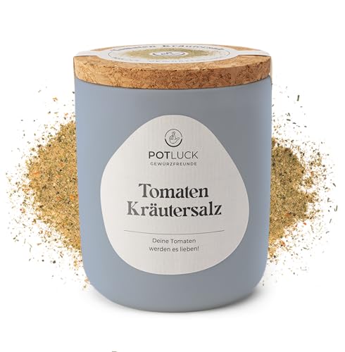 POTLUCK | Tomaten Kräuter-Salz | Gewürzmischung im Keramiktopf | 100g | Vegan, glutenfrei und mit natürlichen Inhaltsstoffen von POTLUCK Gewürzfreunde