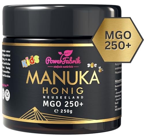 Manuka Honig Kinder | MGO 250+ | 250g | Das ORIGINAL aus NEUSEELAND | Manuka Kids | PUR, ROH & ZERTIFIZIERT | Premium Qualität 100% natürlich | PowerFabrik (250 g) von PowerFabrik einfach natürlich