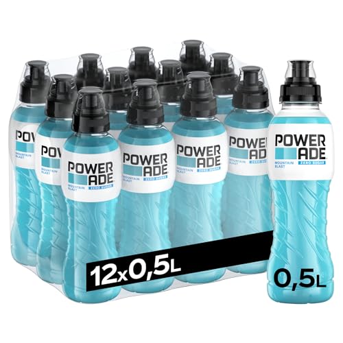 Powerade Sports Mountain Blast Zero, zuckerfreies Sport Getränk mit Fruchtmix-Geschmack, Sport Drink in stylischen Einweg Flaschen (12 x 500 ml) von Powerade