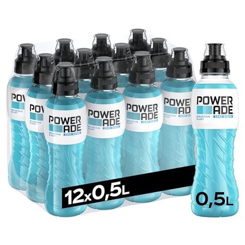 Powerade Sports Mountain Blast Zero, zuckerfreies Sport Getränk mit Fruchtmix-Geschmack, Sport Drink in stylischen Einweg Flaschen (12 x 500 ml) von Powerade