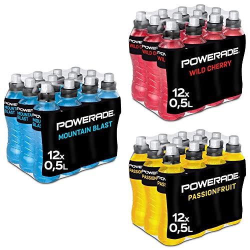 Powerade Sports Mountain Blast (12 x 500 ml) + Powerade Sports Wild Cherry (12 x 500 ml) + Powerade Sports Passionfruit (12 x 500 ml) von Powerade